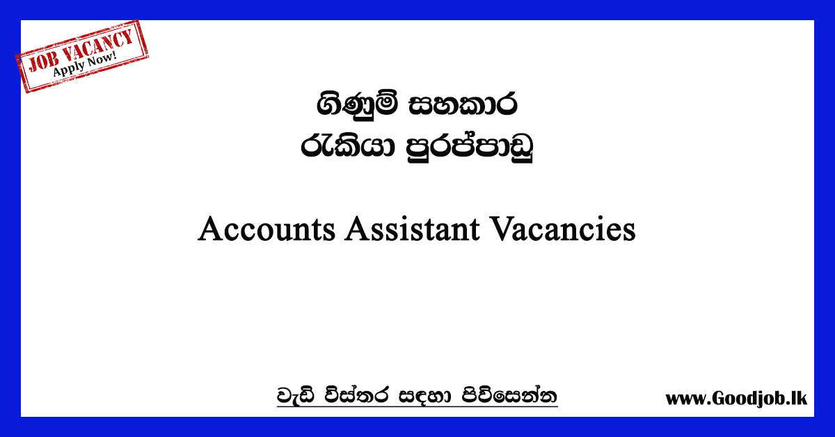 GOODJOB Sri Lanka Popular Job Network Jobs Vacancies Careers Employment   Accounts Assistant  