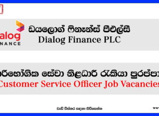 Customer Service Officer - Dialog Finance PLC-www.goodjob.lk