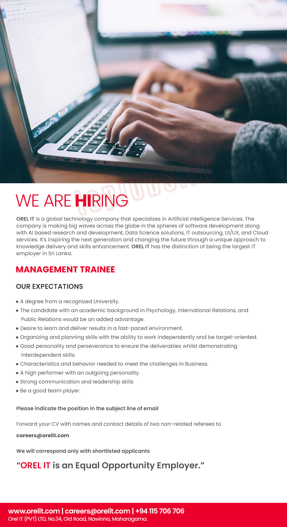 Management Trainee-Orel IT-www.goodjob.lk