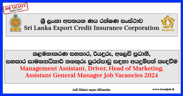 Sri Lanka Export Credit Insurance Corporation Vacancies 2024-www.goodjob.lk