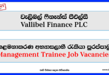 Vallibel Finance PLC - Management Trainee - www.goodjob.lk