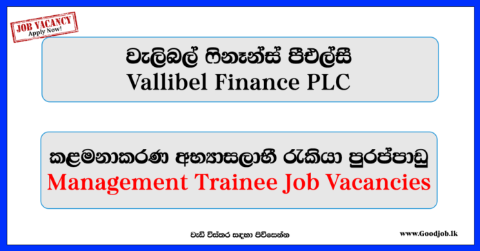 Vallibel Finance PLC - Management Trainee - www.goodjob.lk