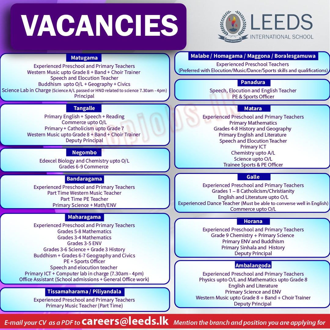 Teachers Vacancies Leeds International School