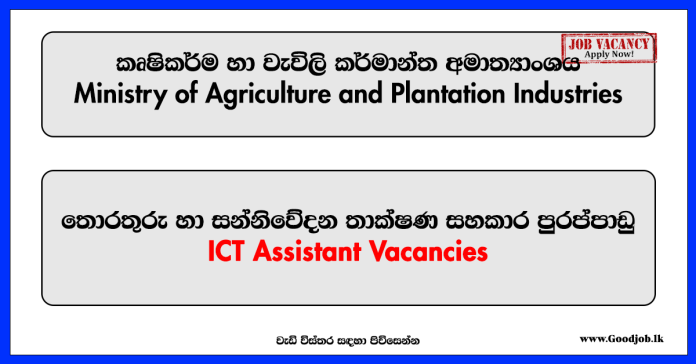 ICT Assistant – Ministry of Agriculture and Plantation Industries