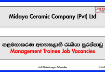 Management Trainee - Midaya Ceramic Company (Pvt) Ltd