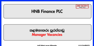 Manager - Digital Transformation HNB Finance PLC