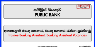 Public Bank - Trainee Banking Assistant, Banking Assistant