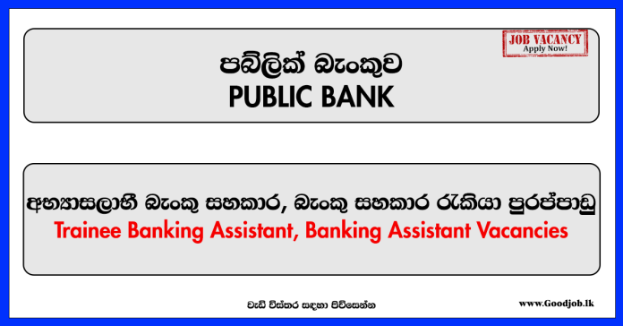 Public Bank - Trainee Banking Assistant, Banking Assistant