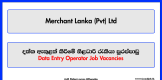 Data Entry Operator - Merchant Lanka (Pvt) Ltd