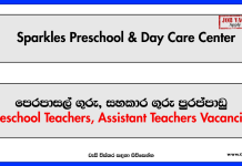 Preschool Teachers, Assistant Teachers - Sparkles Preschool & Day Care Center