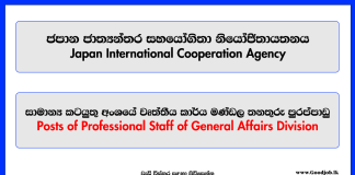 Posts of Professional Staff of General Affairs Division – Japan International Cooperation Agency Job Vacancies 2024