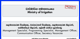 Ministry of Irrigation Vacancies 2024