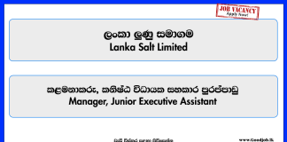 manager-junior-executive-assistant-lanka-salt-limited