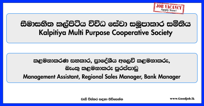 management-assistant-regional-sales-manager-bank-manager-kalpitiya-multi-purpose-cooperative-society