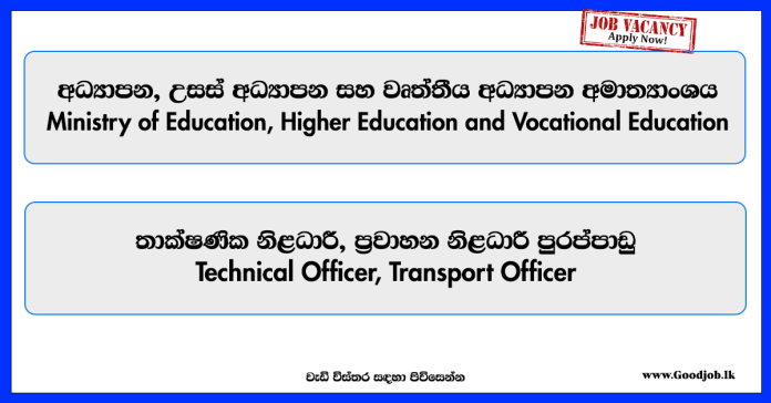 technical-officer-transport-officer-ministry-of-education-higher-education-and-vocational-education