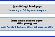 audit-assistant-technical-officer-university-of-sri-jayewardenepura-job-vacancies-2026